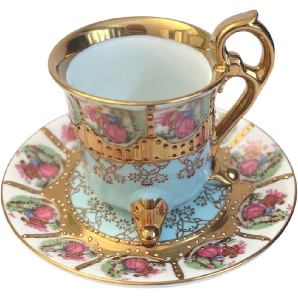 Set of 2 Vintage Arnart 55/127 "Love Story" 3-Footed Demitasse Sets Beehive mark